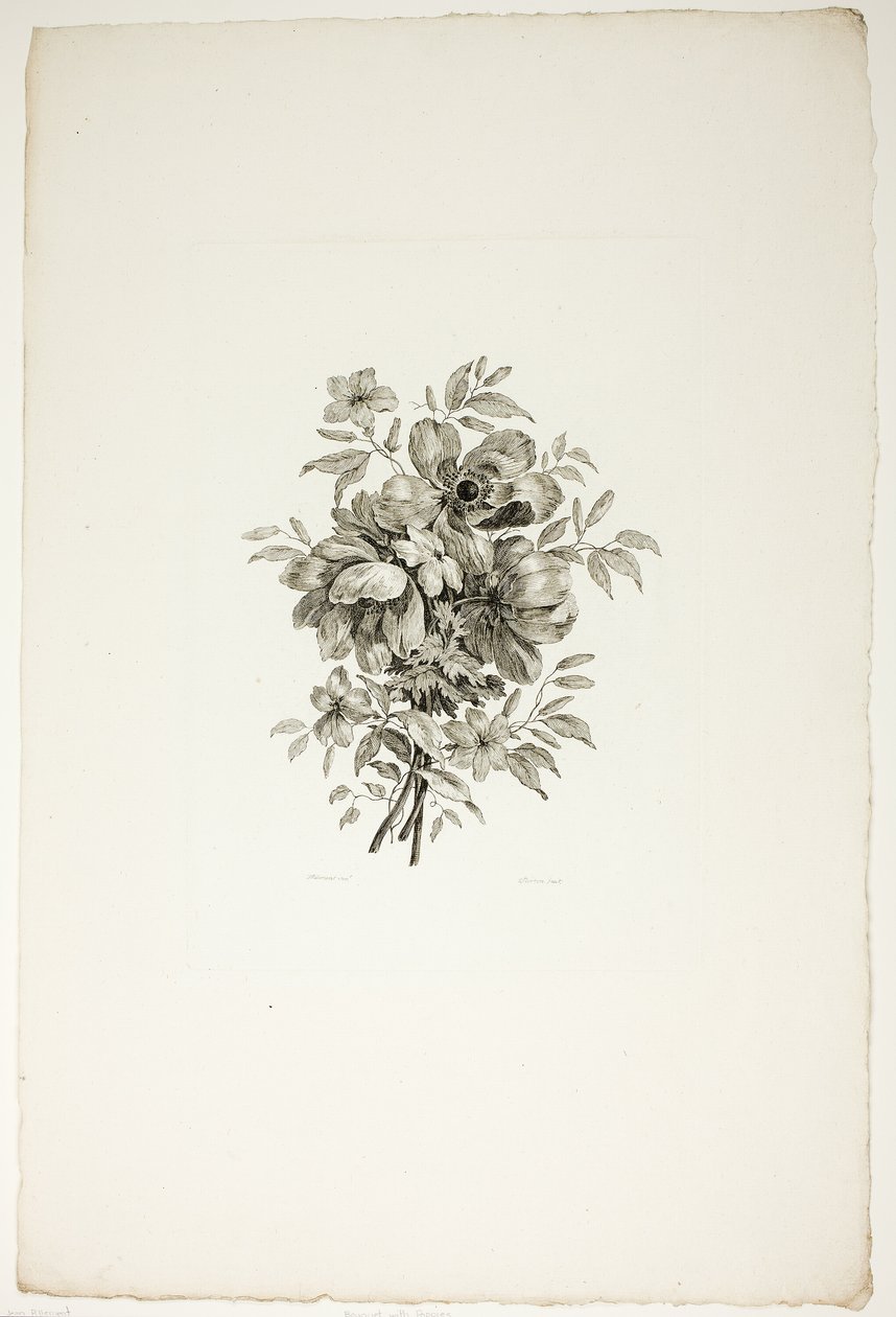 Buket med valmuer, fra samling af forskellige blomsterbuketter, opfundet og tegnet af Jean Pillement og graveret af P. C. Canot af Christopher Norton