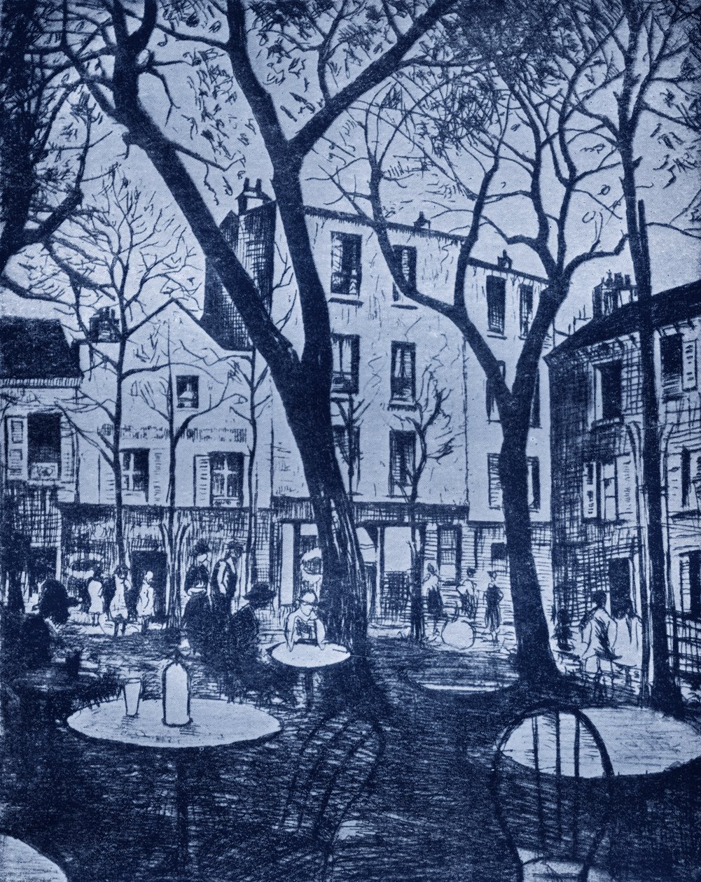 Montmarte-scene af C. R. W. Nevinson af Christopher Richard Wynne (after) Nevinson
