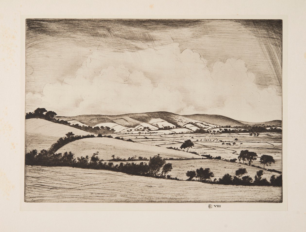 En dal i South Downs, pub. 1925. af Christopher Richard Wynne Nevinson