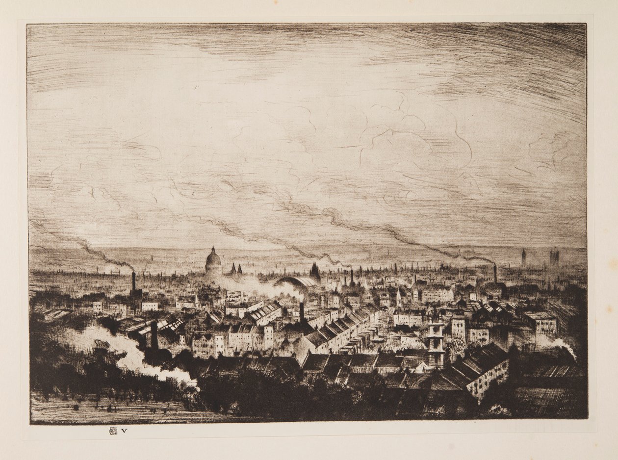 London fra Parliament Hill, pub. 1923. af Christopher Richard Wynne Nevinson