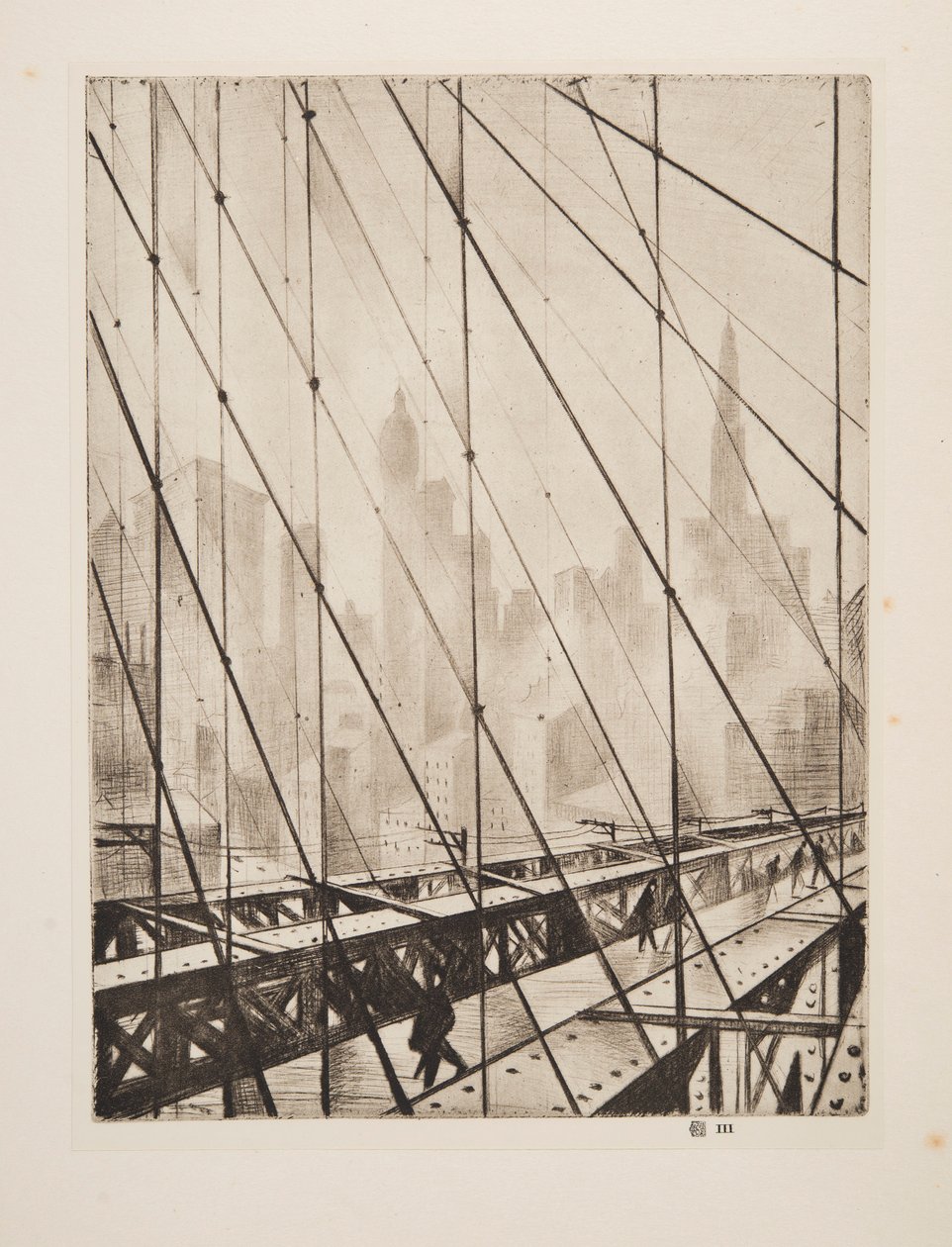 Looking Through Brooklyn Bridge, pub. 1921. af Christopher Richard Wynne Nevinson