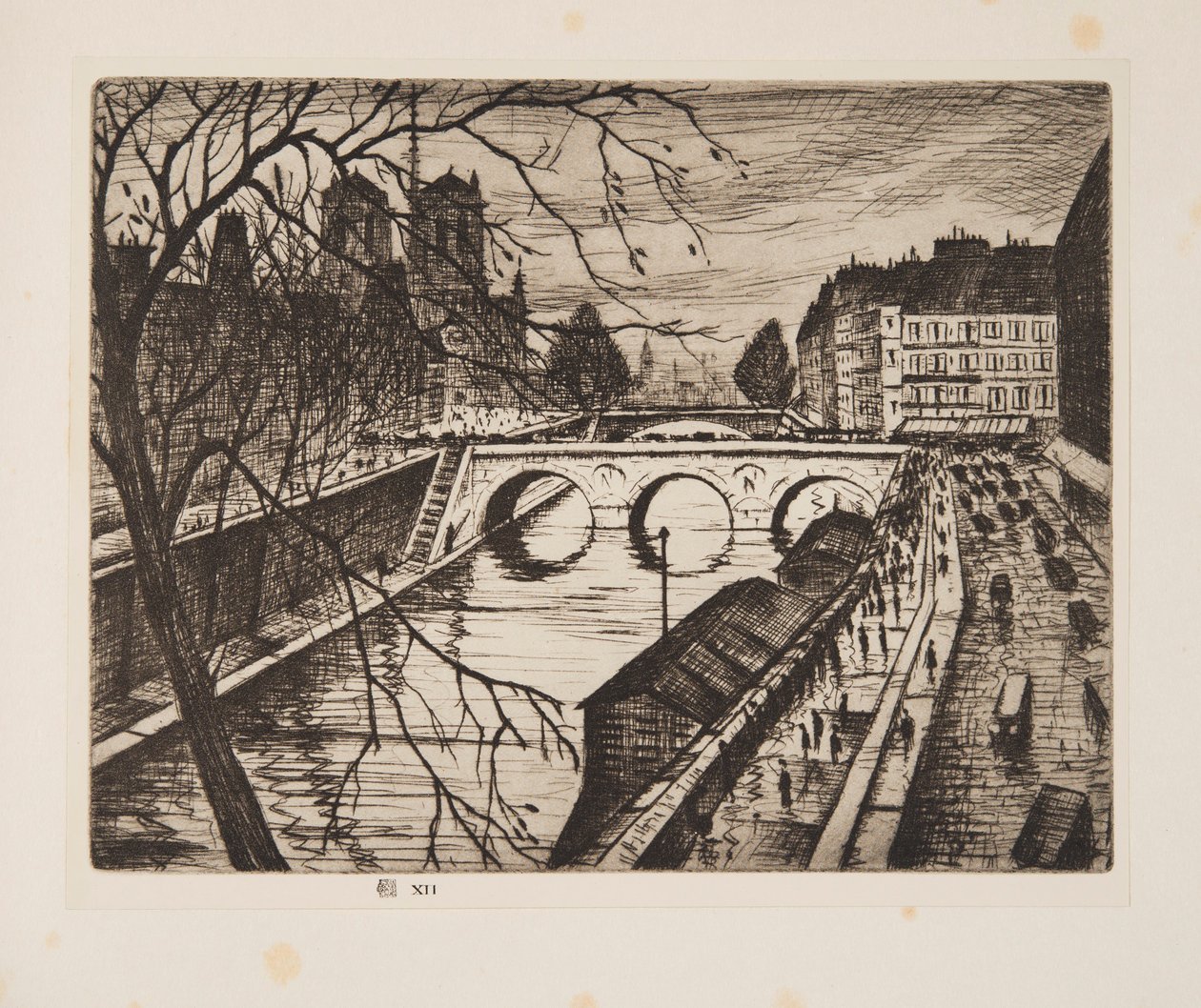 Notre Dame, The Quays of Paris, pub. 1931. af Christopher Richard Wynne Nevinson