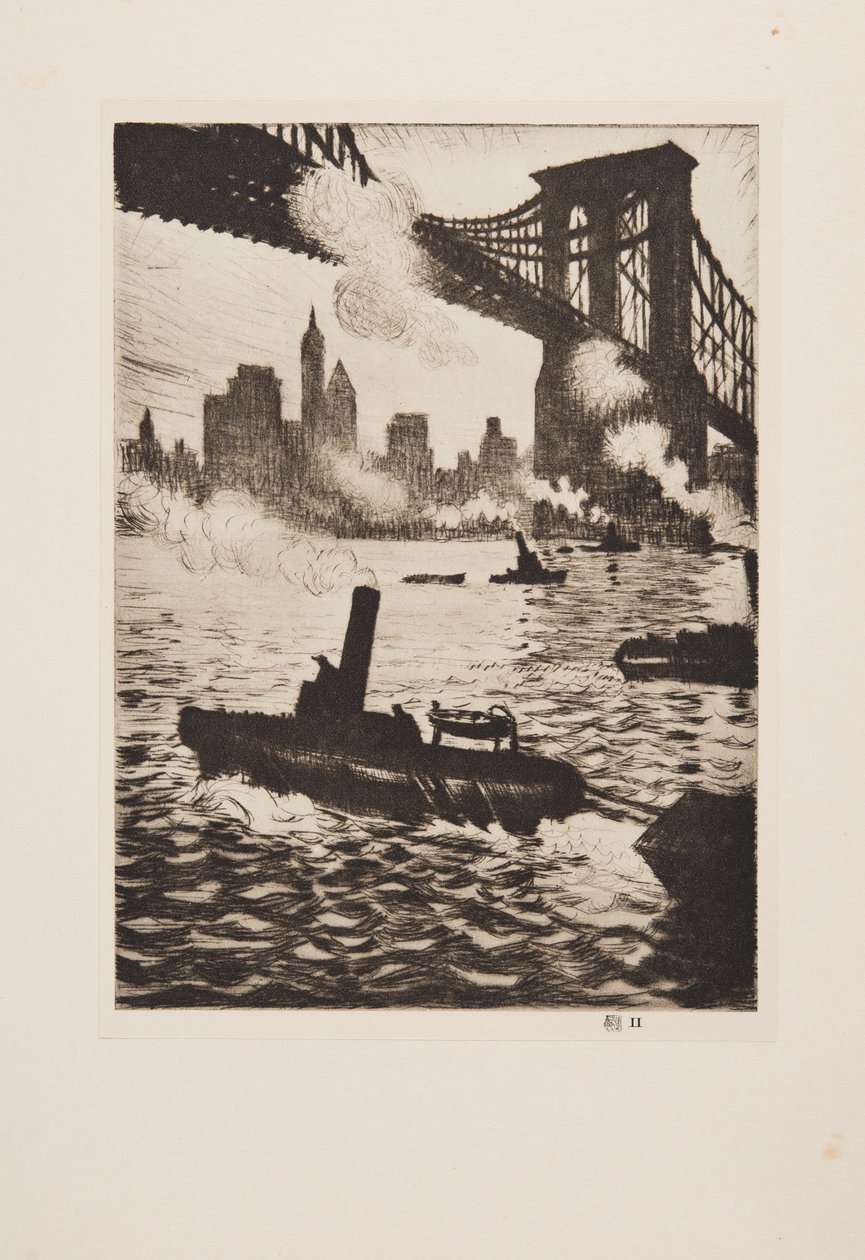 Under Brooklyn Bridge, pub 1921. af Christopher Richard Wynne Nevinson