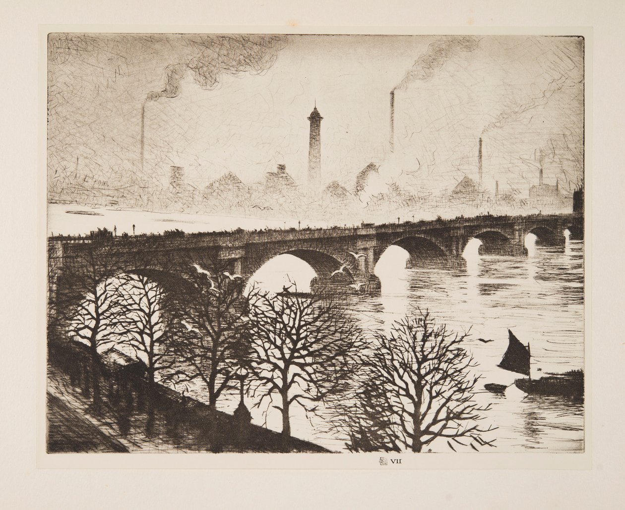 Waterloo Bridge fra et Savoy-vindue, pub. 1925. af Christopher Richard Wynne Nevinson