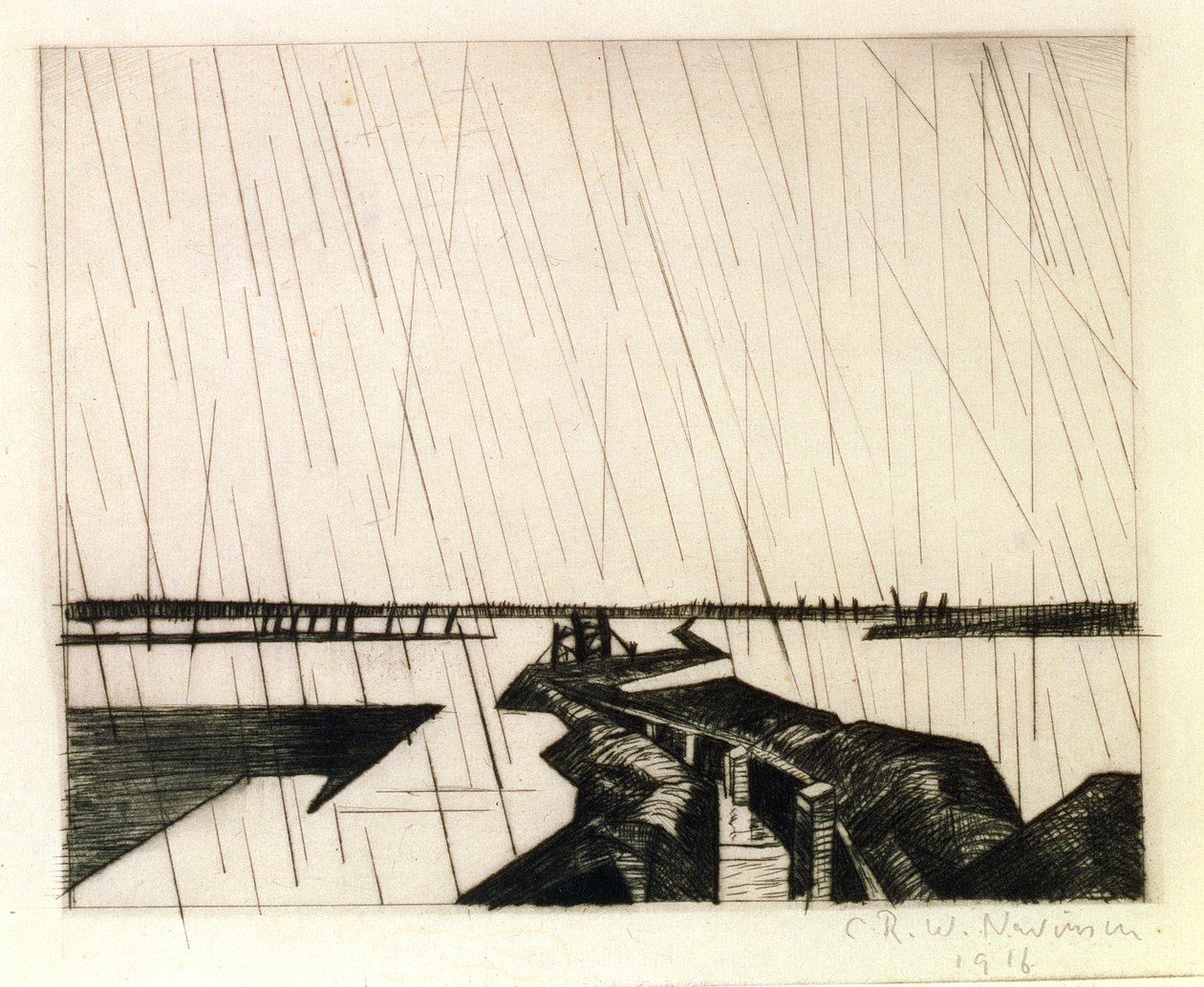 A Flooded Trench on the Yser, 1916 (tørpunkt) af Christopher Richard Wynne Nevinson