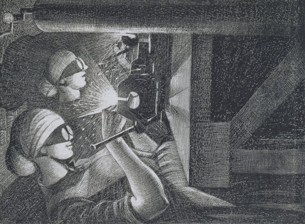 Acetylen Welders, 1917 (ætsning og tørpunkt) af Christopher Richard Wynne Nevinson