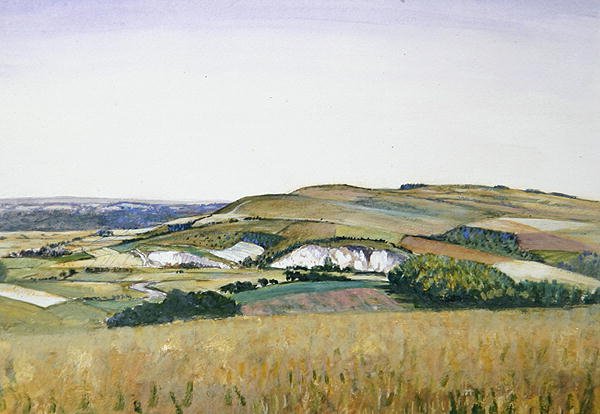 Amberley (akvarel og gouache på papir) af Christopher Richard Wynne Nevinson