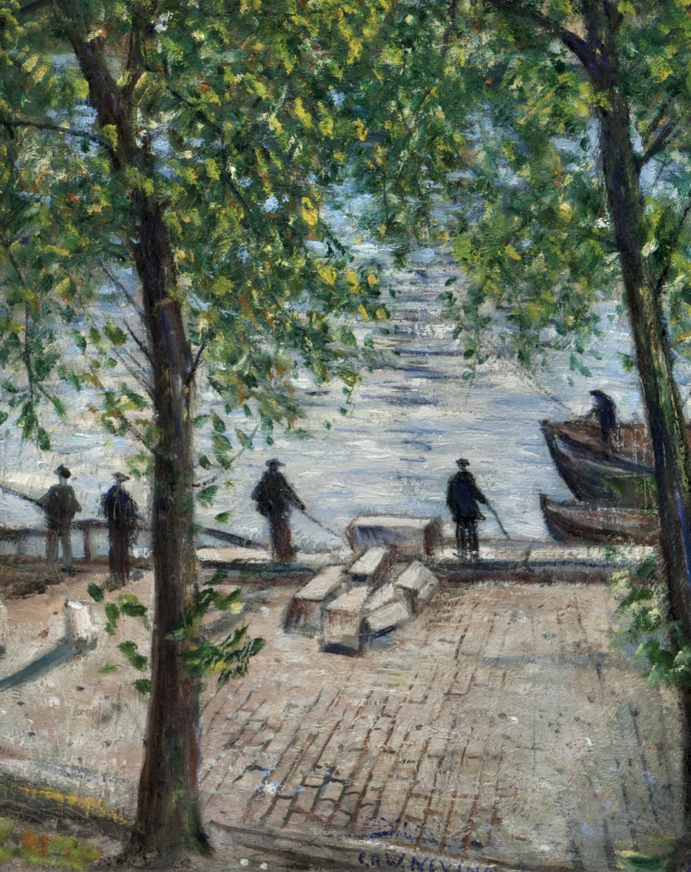 Fiskere på Seinen, 1939 af Christopher Richard Wynne Nevinson