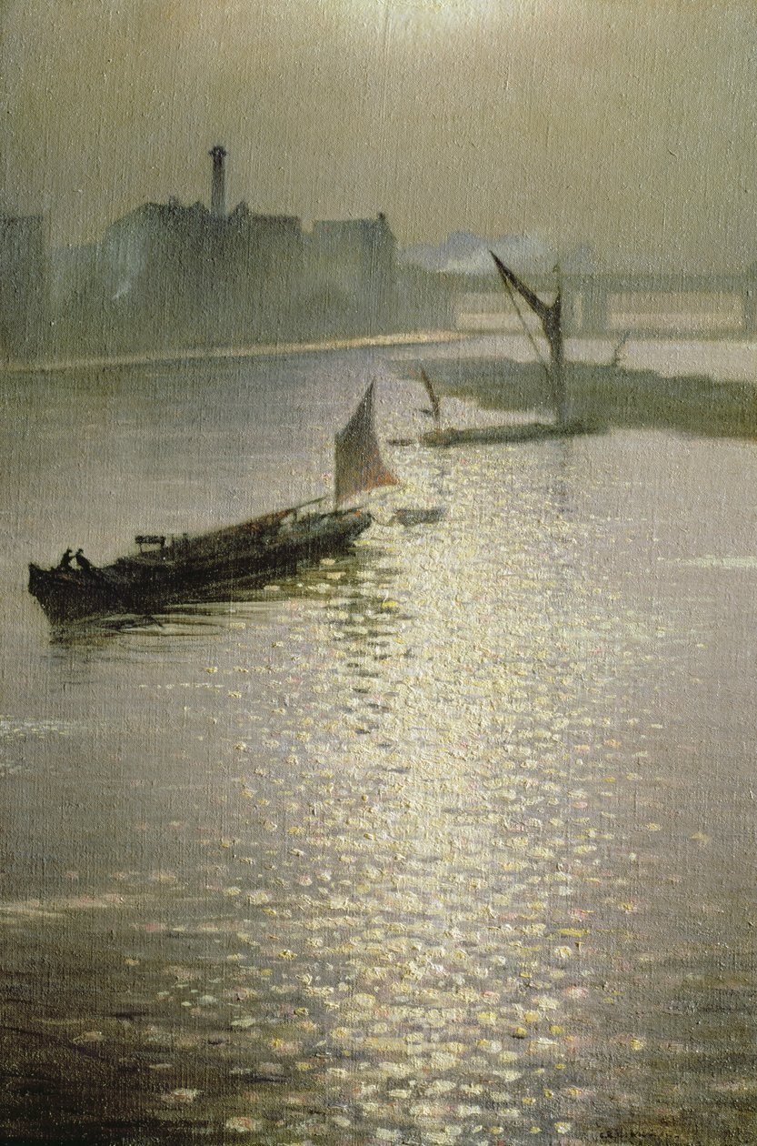 Fra Waterloo Bridge: Sun Bursting through Fog, ca. 1924 af Christopher Richard Wynne Nevinson