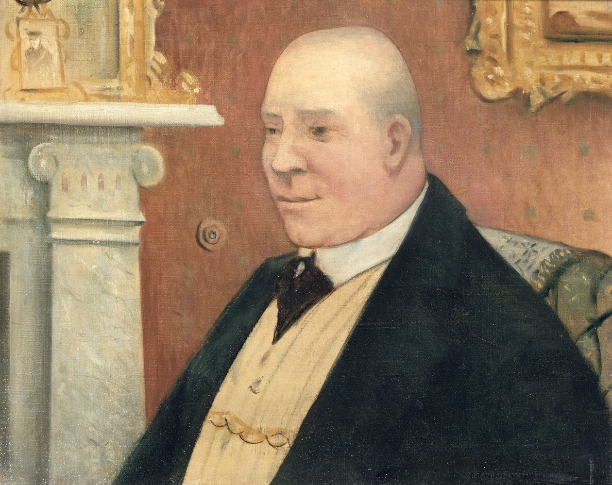 Han fik en formue...men han mistede en søn. Portræt af Mr Moat (d.1940), Sitwell-familiens butler, 1918 af Christopher Richard Wynne Nevinson
