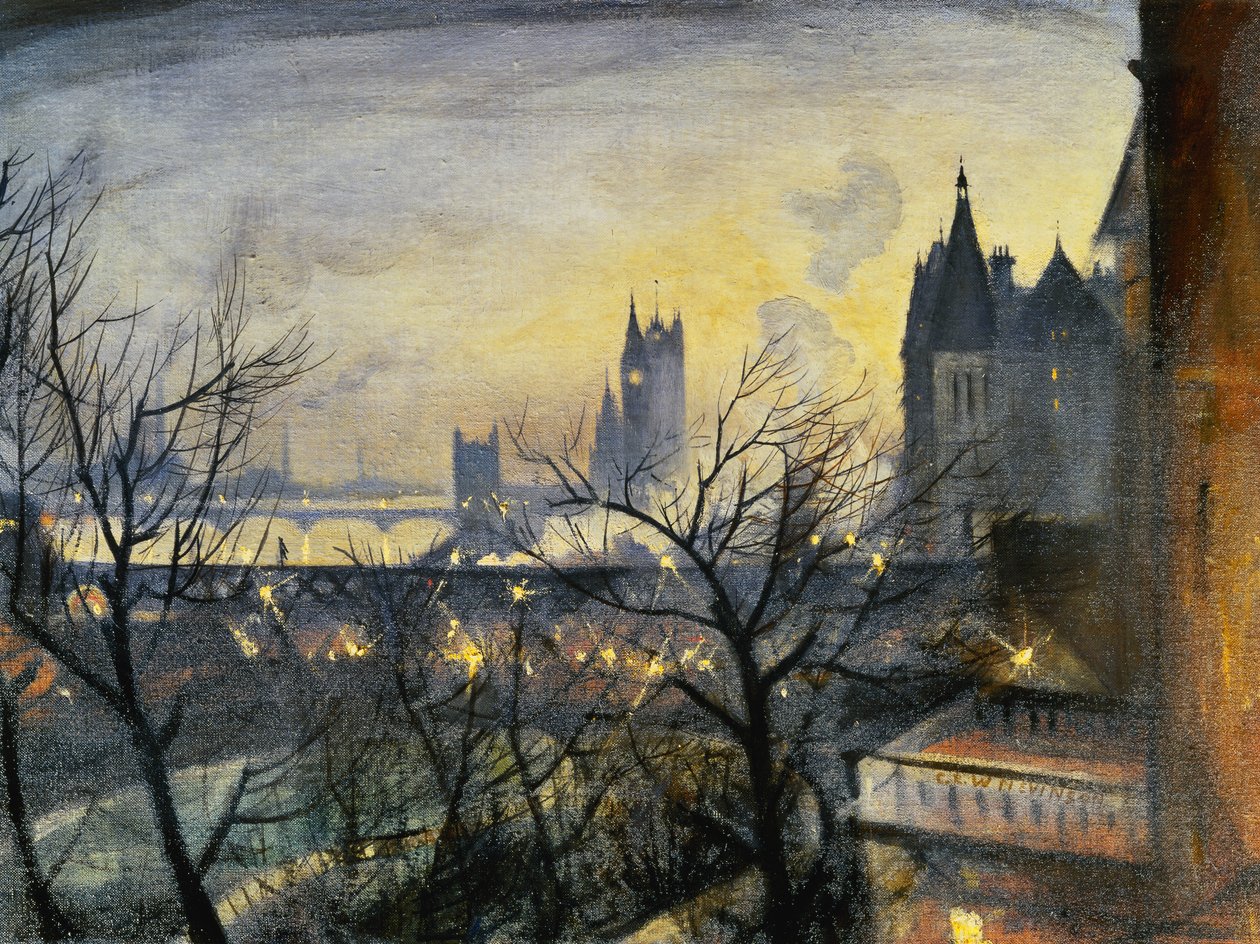 London Twilight fra Adelphi, af Christopher Richard Wynne Nevinson