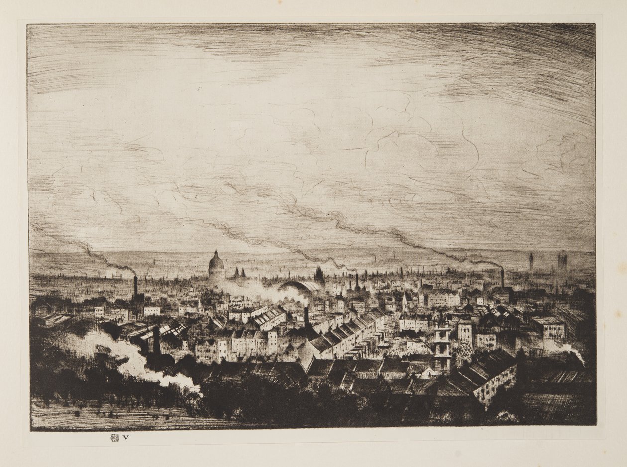 London fra Parliament Hill, publiceret 1923 (radering) af Christopher Richard Wynne Nevinson