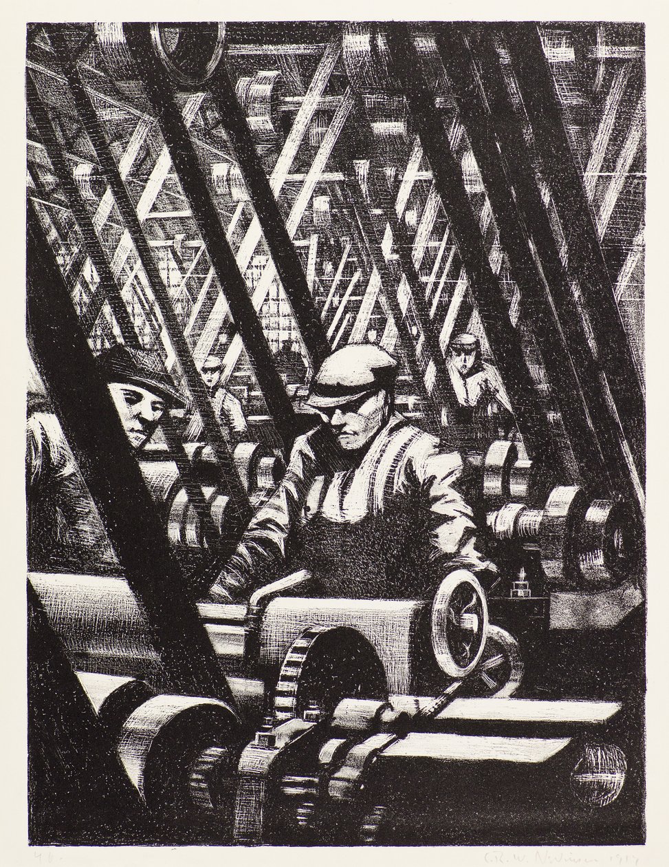 Fremstilling af motoren af Christopher Richard Wynne Nevinson