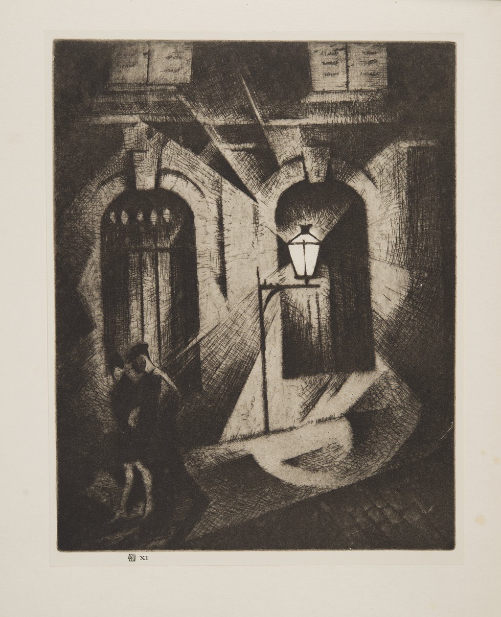 Sinister Paris Night, pub.1929 (radering) af Christopher Richard Wynne Nevinson