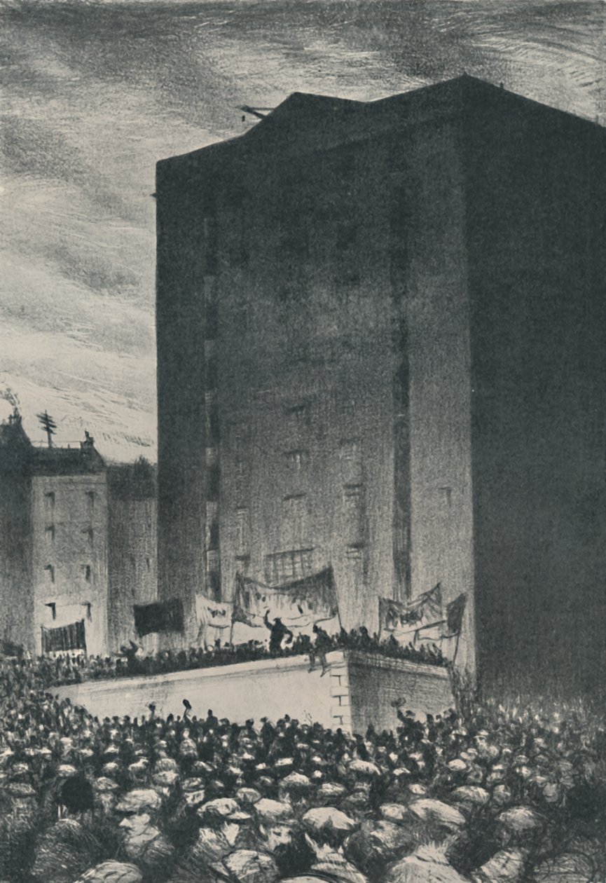 Jernbanestrejken - Møde på Tower Hill, 1919, 1920 af Christopher Richard Wynne Nevinson