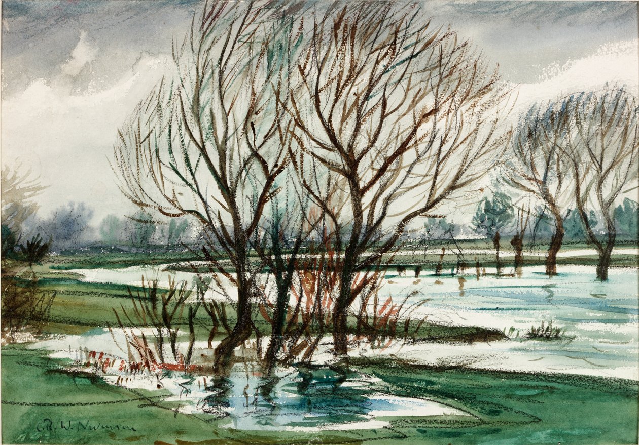 Piletræer, omkring 1927 (Akvarel og kridt) af Christopher Richard Wynne Nevinson