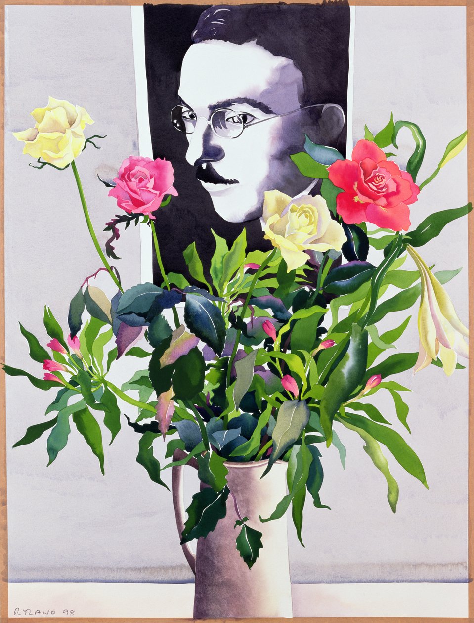 Fernando Pessoa (1888-1935), Roser og liljer (wc på papir) af Christopher Ryland