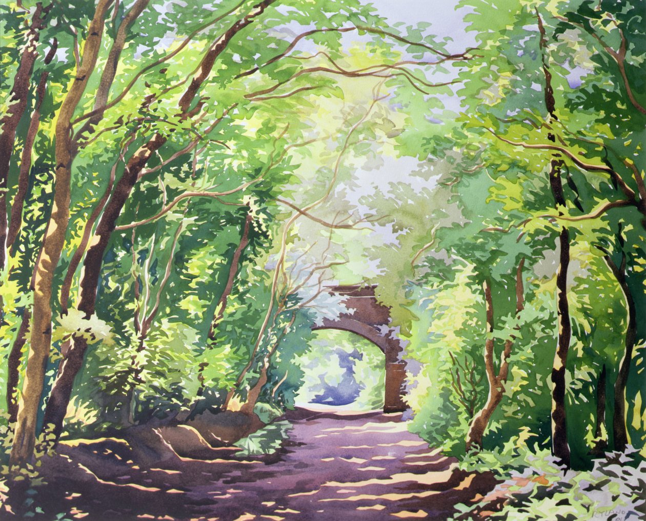 The Valley Walk, Sudbury, 2001 (wc på papir) af Christopher Ryland
