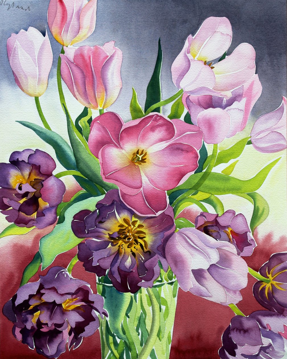 Tulipaner (akvarel på papir) af Christopher Ryland