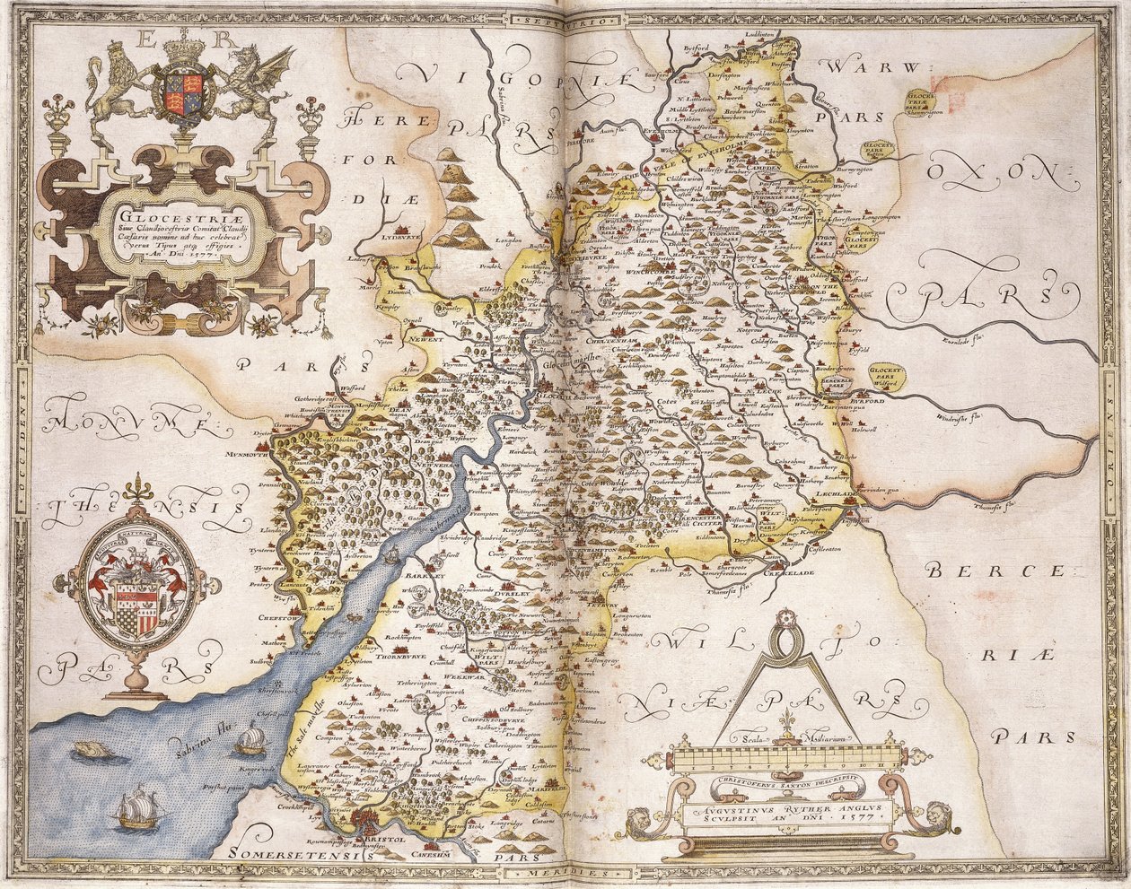 Gloucester (shire), 1579 af Christopher Saxton