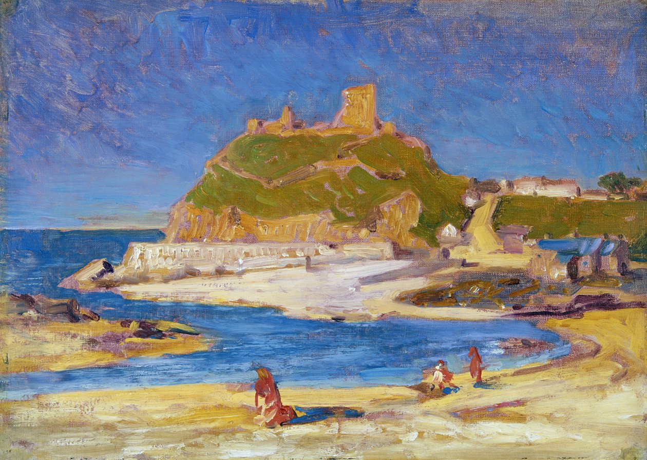 Criccieth Castle (olie på lærred på plade) af Christopher Williams