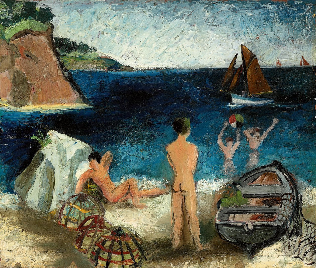 Badende ved havet, Treboul af Christopher Wood