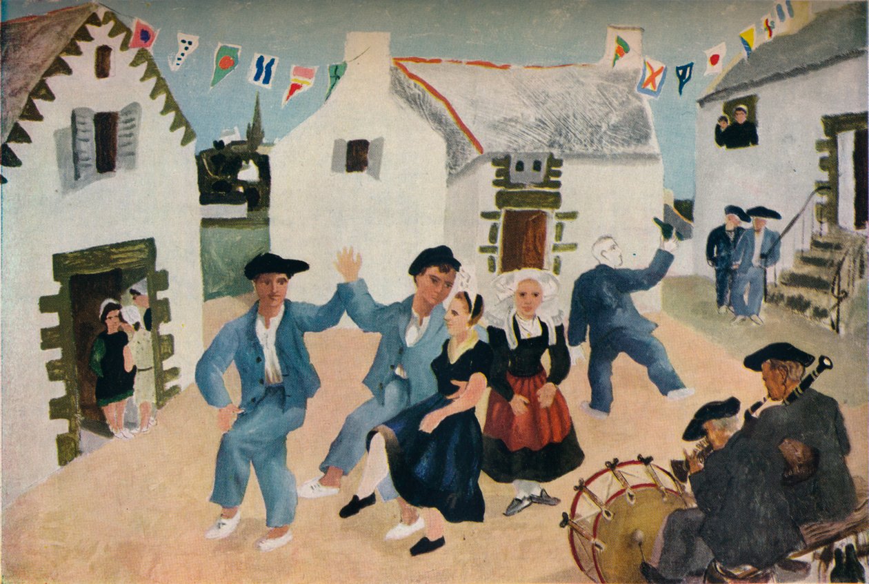 Dancing Sailors, Brittany by Christopher Woods, 1930, 1936.  af Christopher Wood