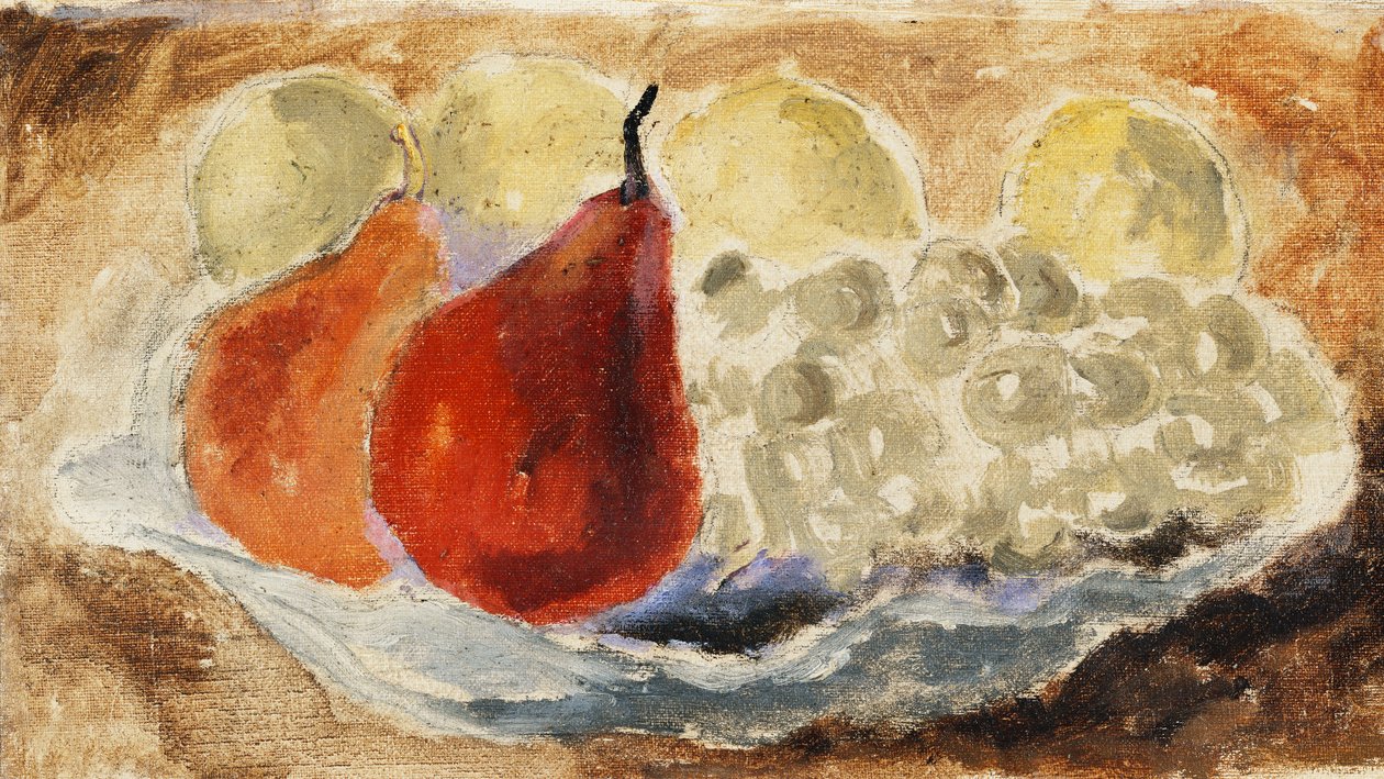Skal, fad og frugt, ca. 1922 (olie om bord) af Christopher Wood