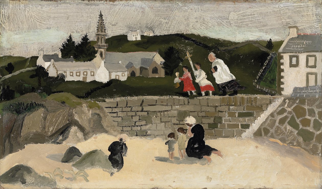 Sakramentet, Ploaré, Bretagne (olie om bord) af Christopher Wood