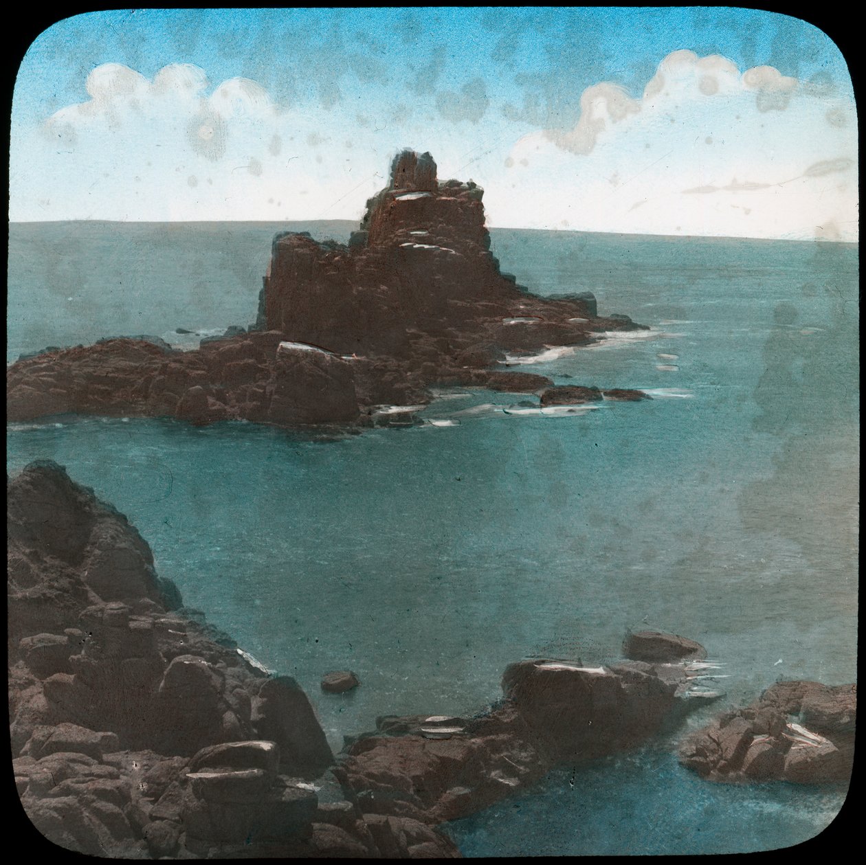 Armed Knights Rock, Lands End, Cornwall, slutningen af det 19. eller begyndelsen af det 20. århundrede af Church Army Lantern Department