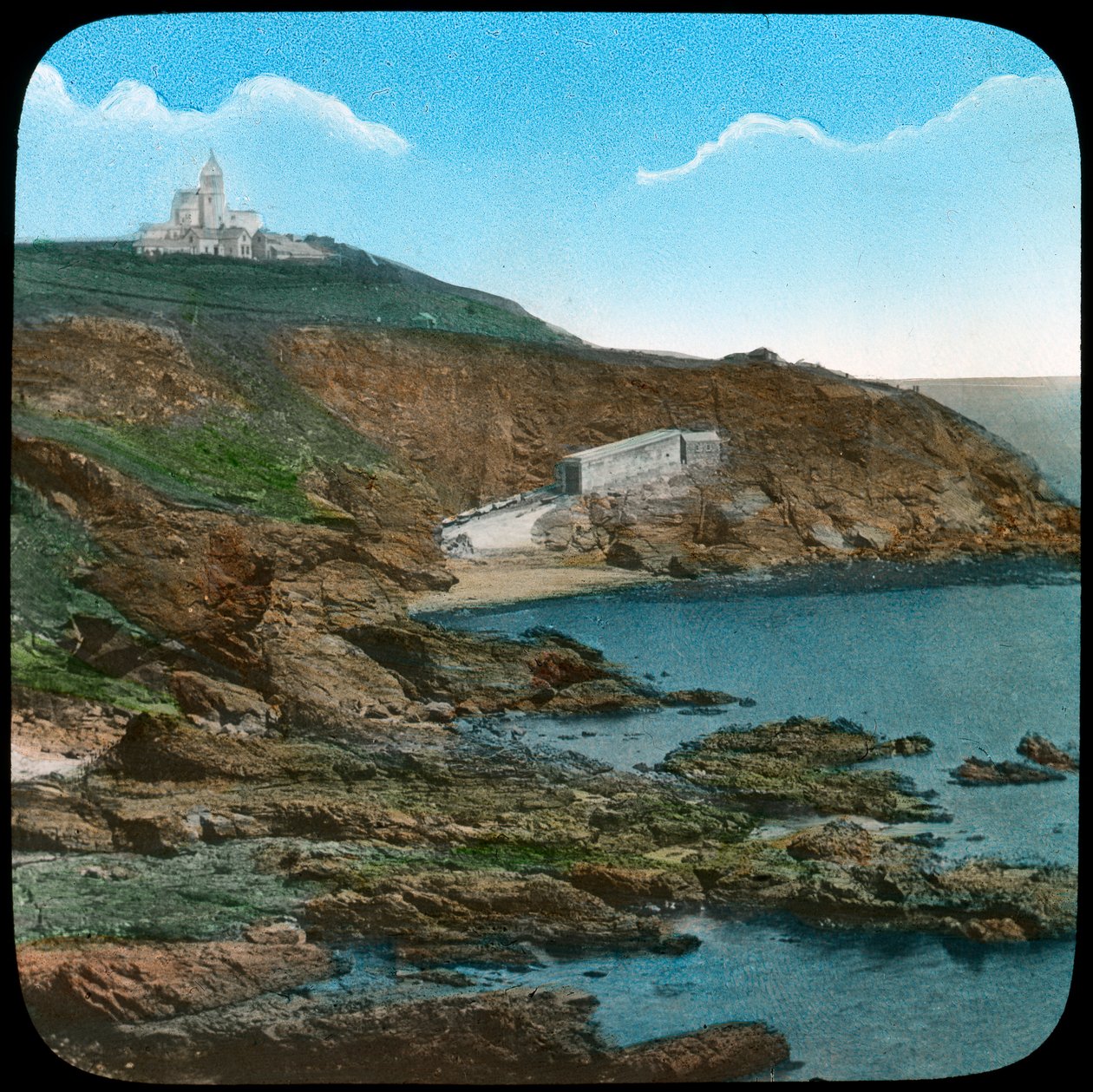 The Lizard Lighthouse, Cornwall, slutningen af det 19. eller begyndelsen af det 20. århundrede af Church Army Lantern Department