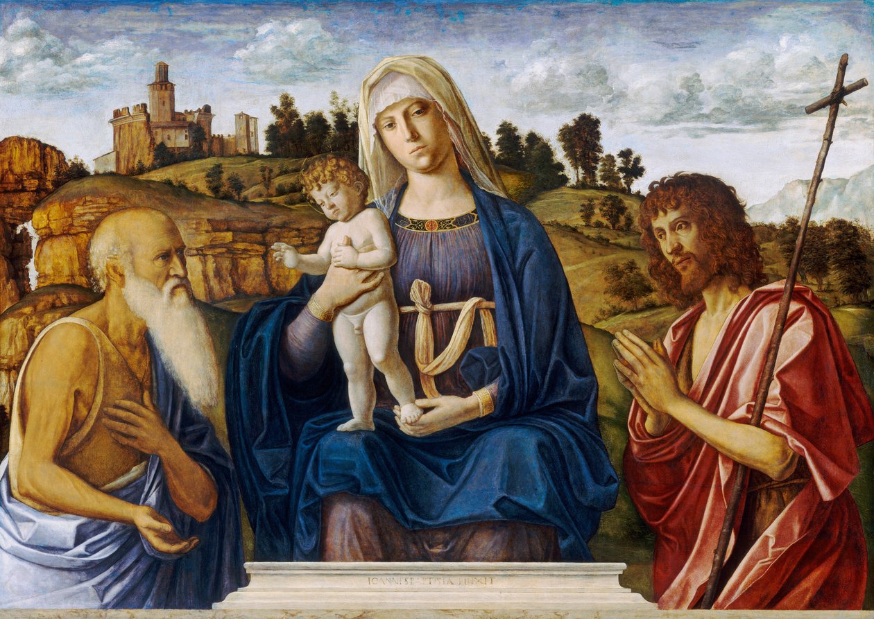 Madonna og barn med Sankt Hieronymus og Sankt Johannes Døberen af Cima da Conegliano