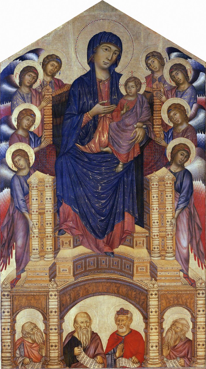 Santa Trinita Maestà (Madonna på tronen; Madonna og barn på tronen med otte engle, Santa Trinita Madonna) af Cimabue