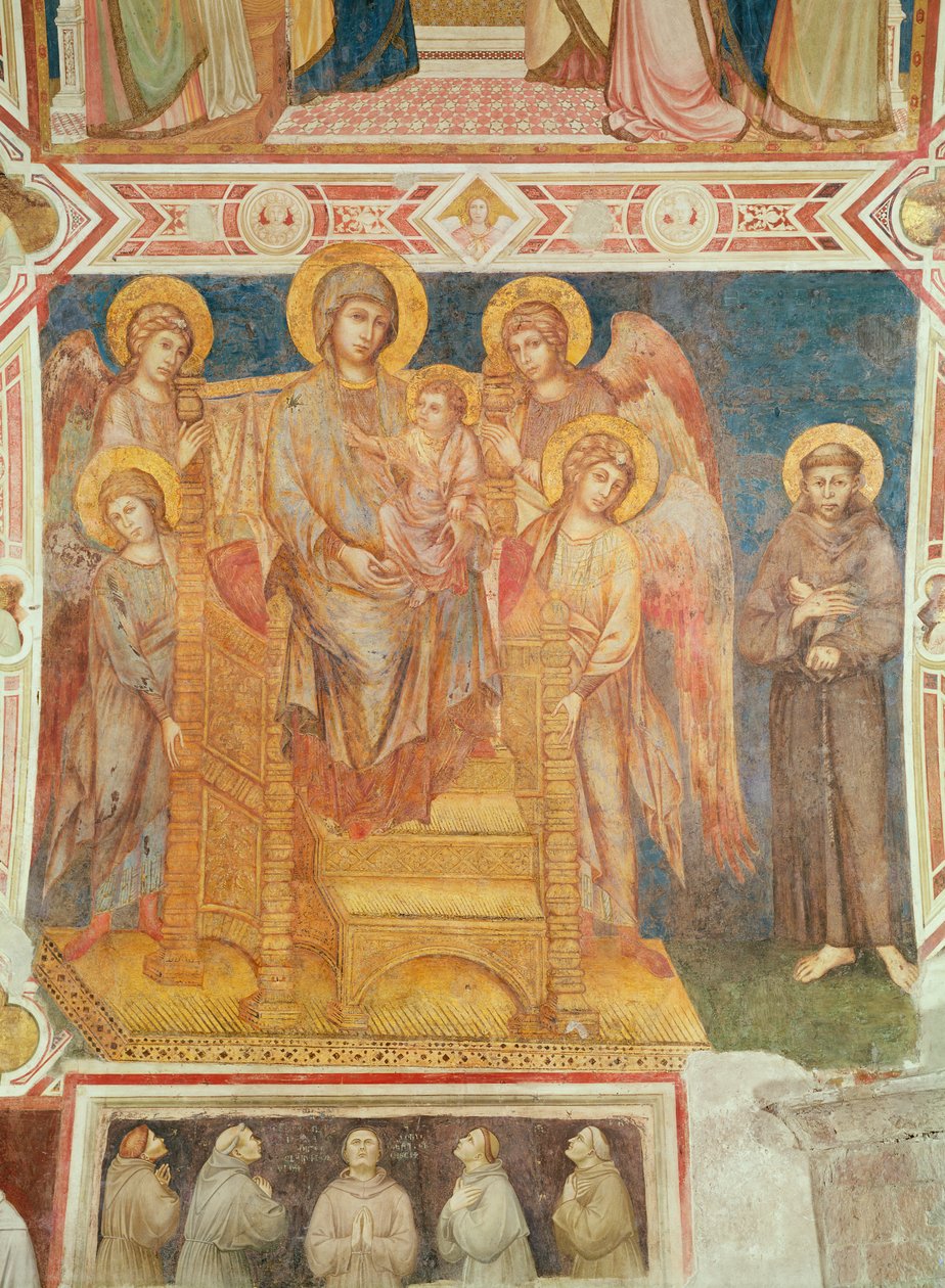 Jomfru og barn, engle og den hellige Frans af Assisi (se også 741489) af Giovanni Cimabue
