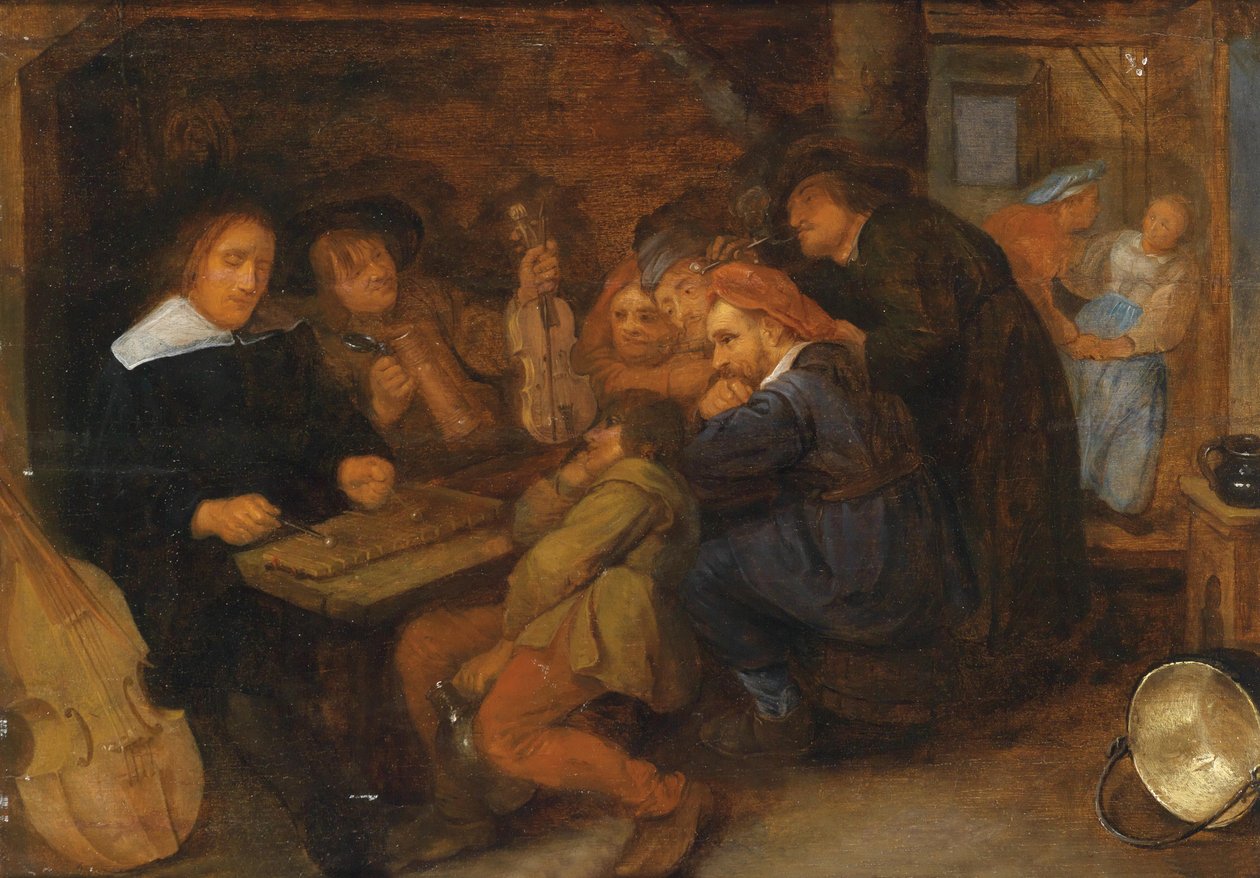 Krovært med folk, der spiller musik af David Ryckaert