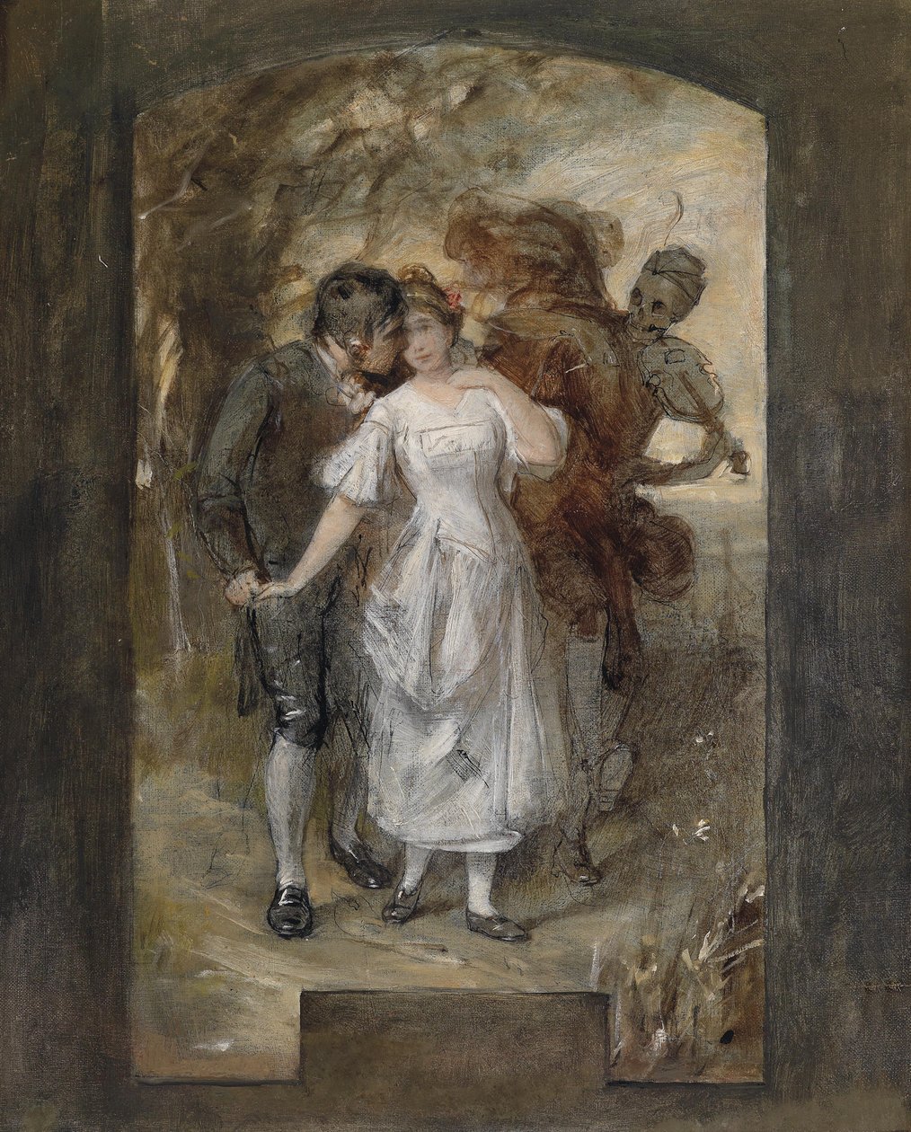 Ungt par og død af Circle of Hans Makart