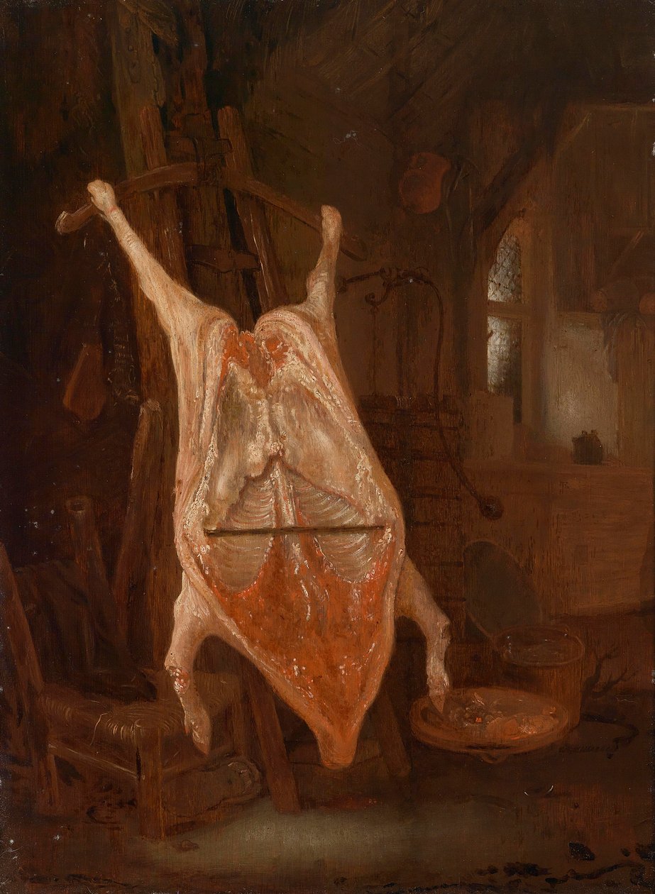 Den slagtede gris af Circle of Isaac van Ostade