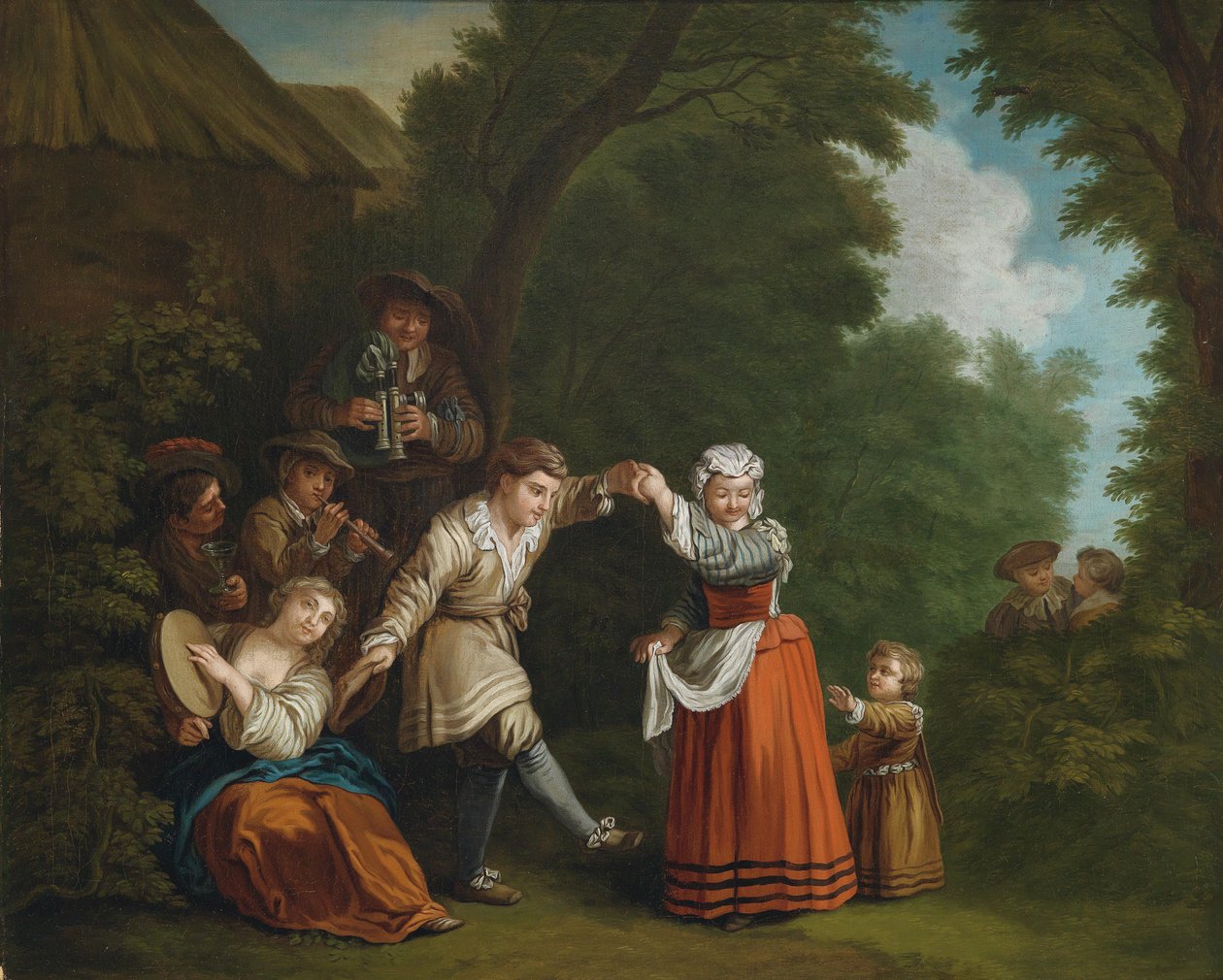 En landdans (med sækkepiber) af Circle of Jean Baptiste Le Prince