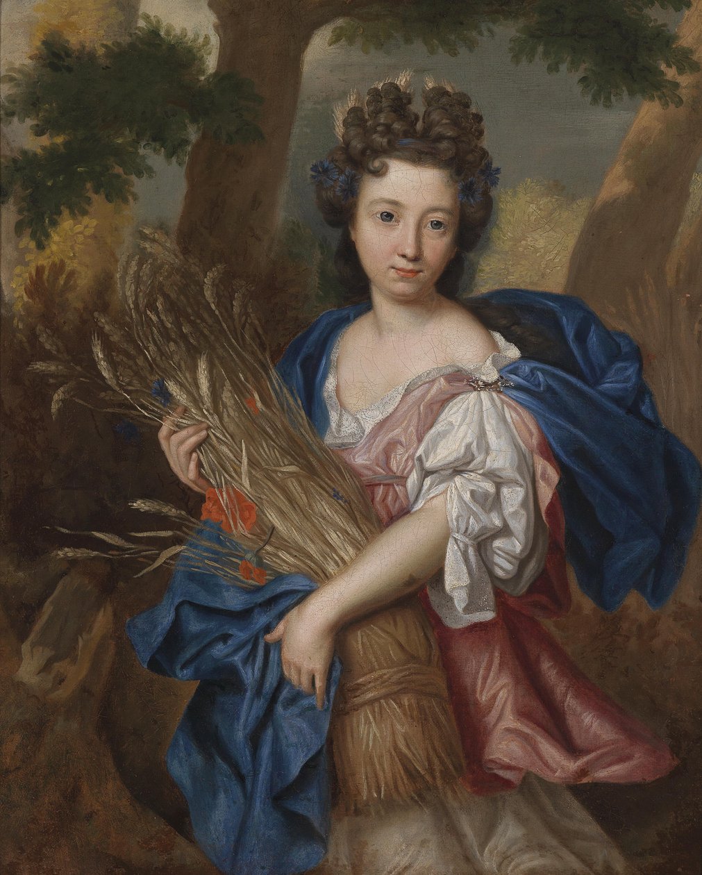 Portræt af en ukendt kvinde afbildet som Ceres af Circle of Pierre Mignard
