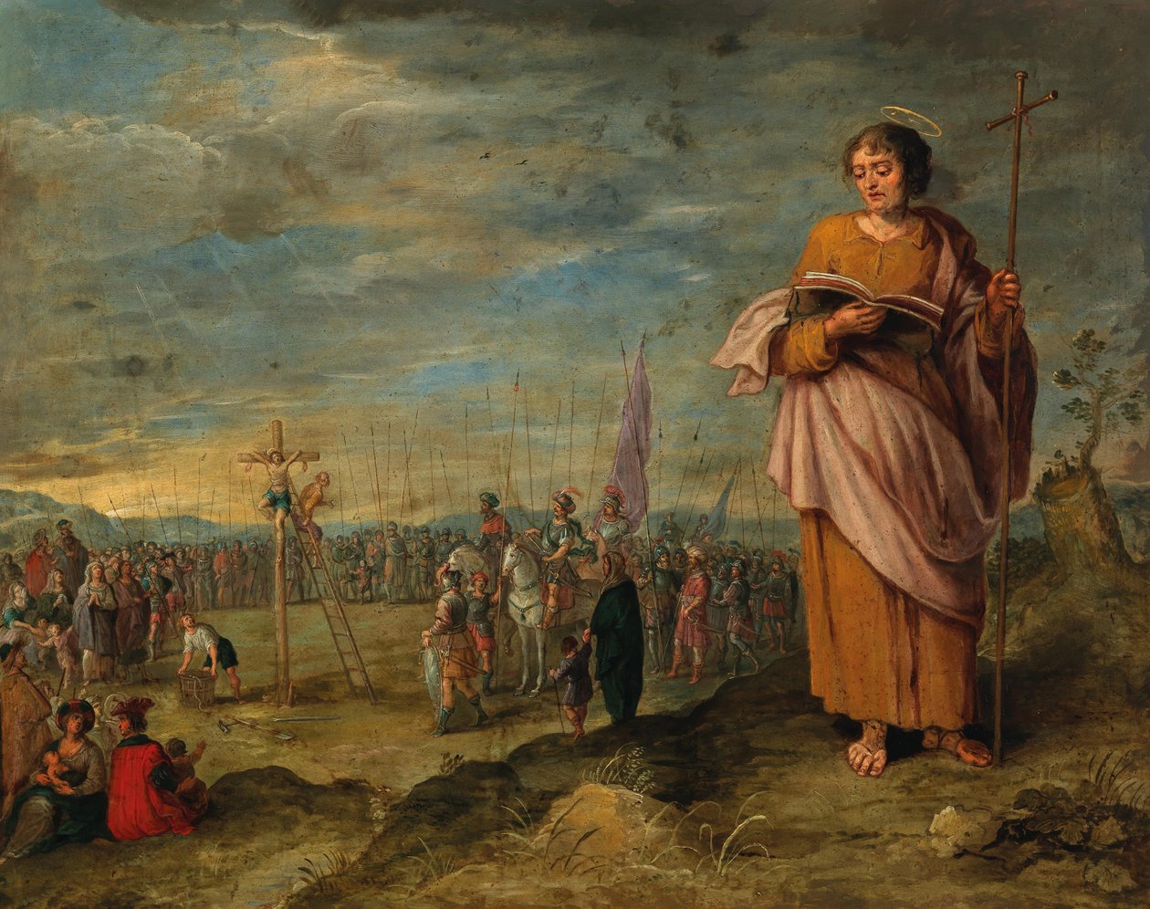 Frans Francken II (cirkel) Evangelist og Kristi korsfæstelse af Circle of Frans Francken the Younger