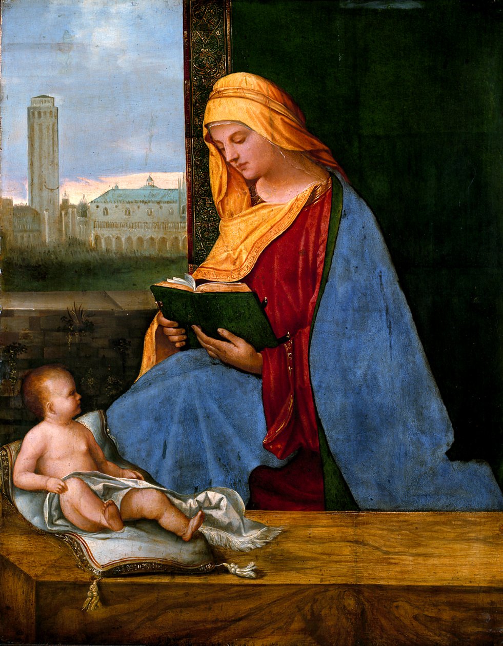 Jomfruen og barnet med udsigt over Venedig (Tallard-madonnaen) af circle of Giorgione