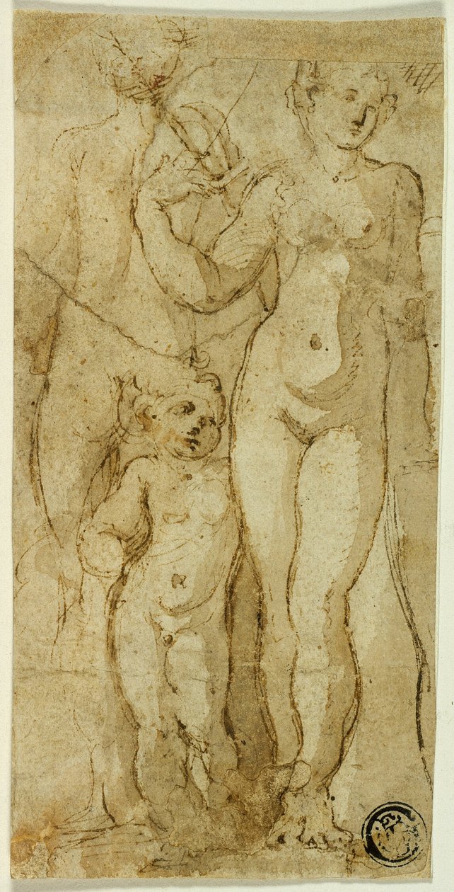 Venus og Amor af Circle of Parmigianino