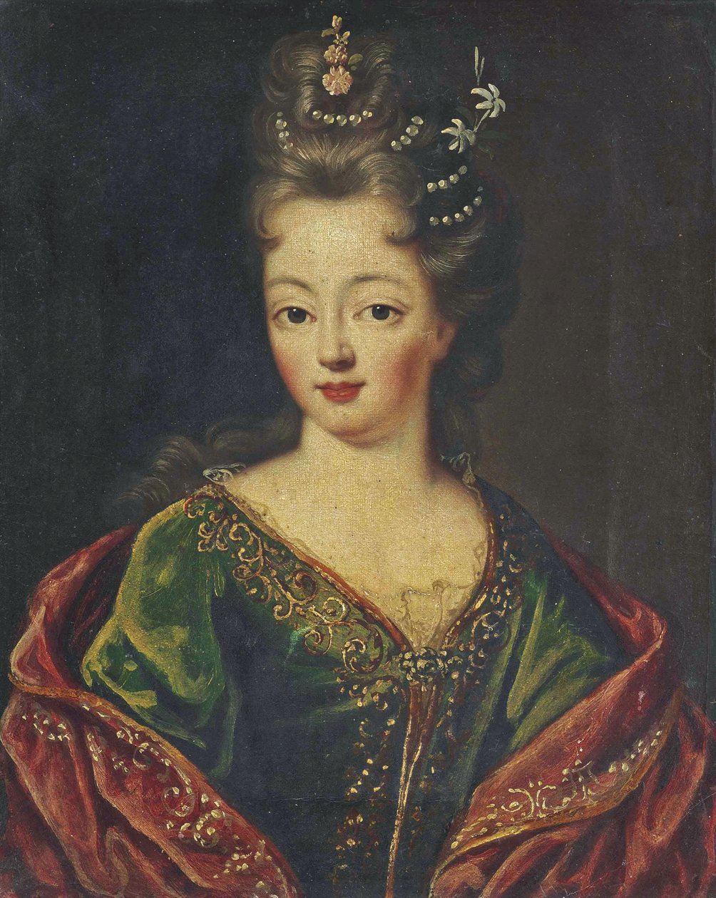 Circle of Mignard - Portræt af en dame, der traditionelt identificeres som Louise Bénédicte af Bourbon af Circle of Pierre Mignard I