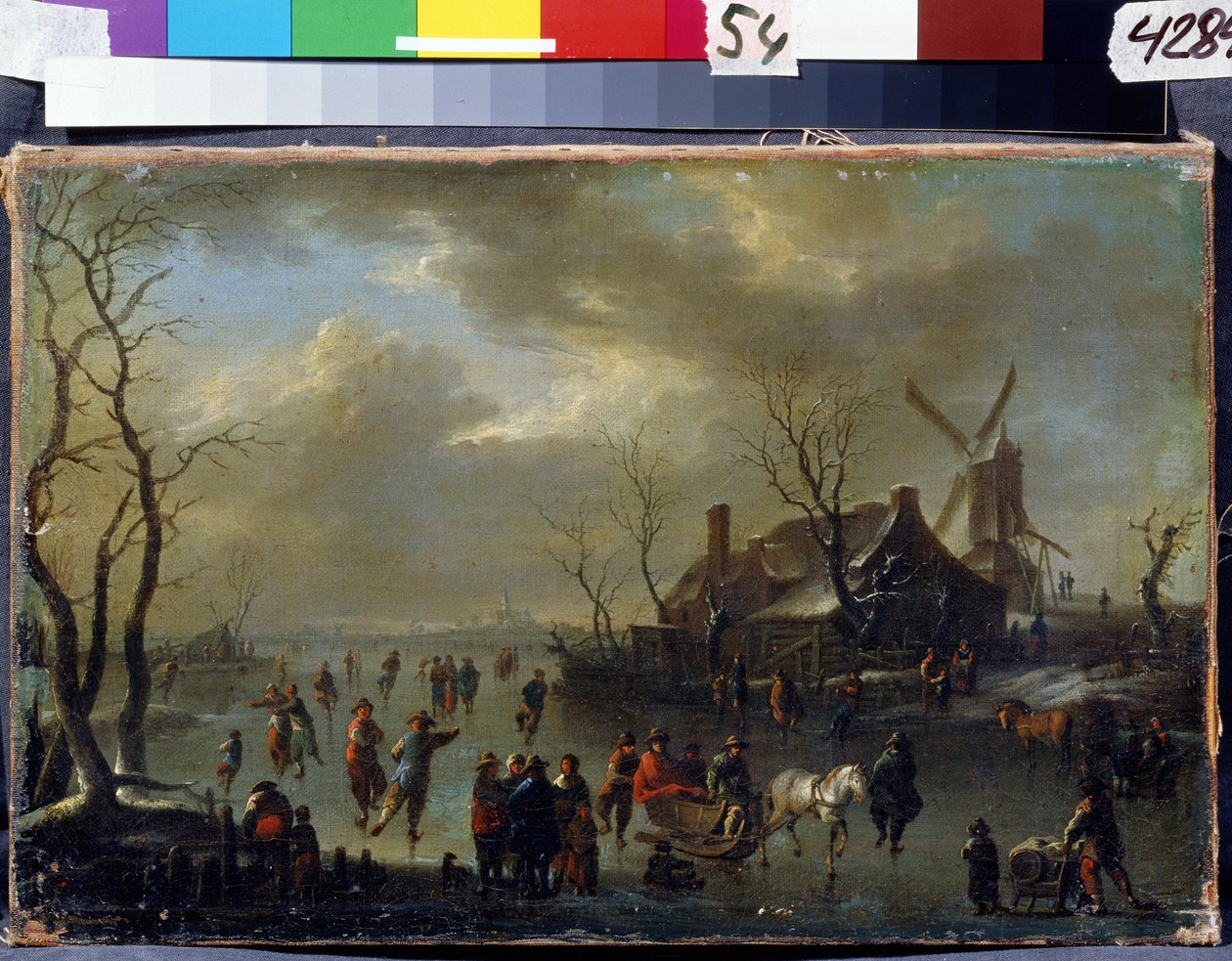 Vinterlandskab. Maleri af Claes Molenaer (Klaes Molenaer, ca. 1630-1676). Olie på træ. Hollandsk kunst, barokstil. State Museum Arkhangelskoye Estate, Moskva af Claes  Molenaer
