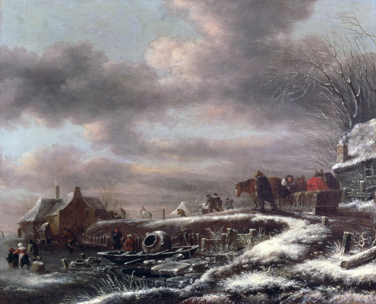 Vinterlandskab (olie på lærred) af Claes (1630 76) Molenaer