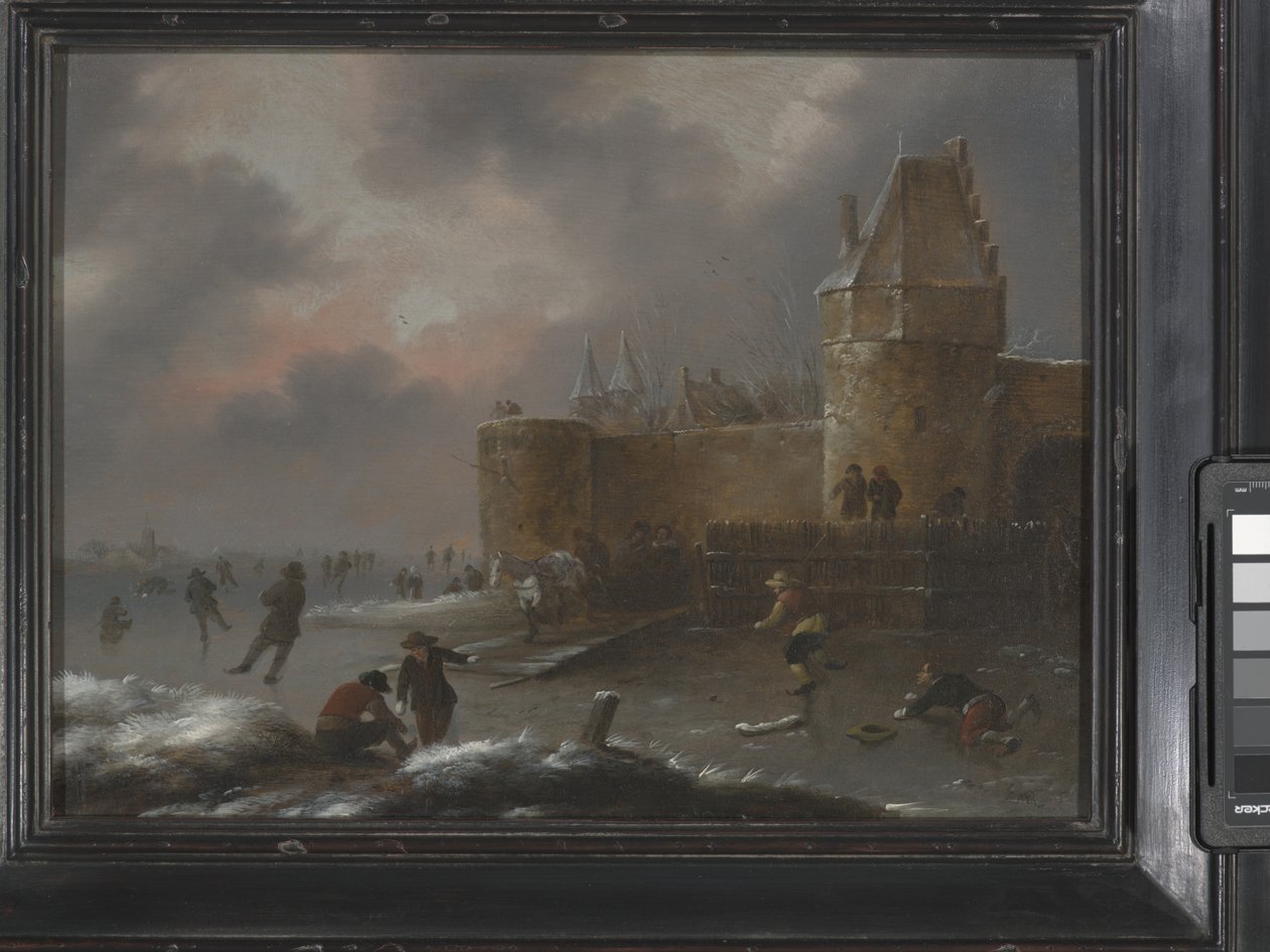 Vinterlandskab med skøjteløbere, ca. 1660 (olie på træ) af Claes (1630 76) Molenaer