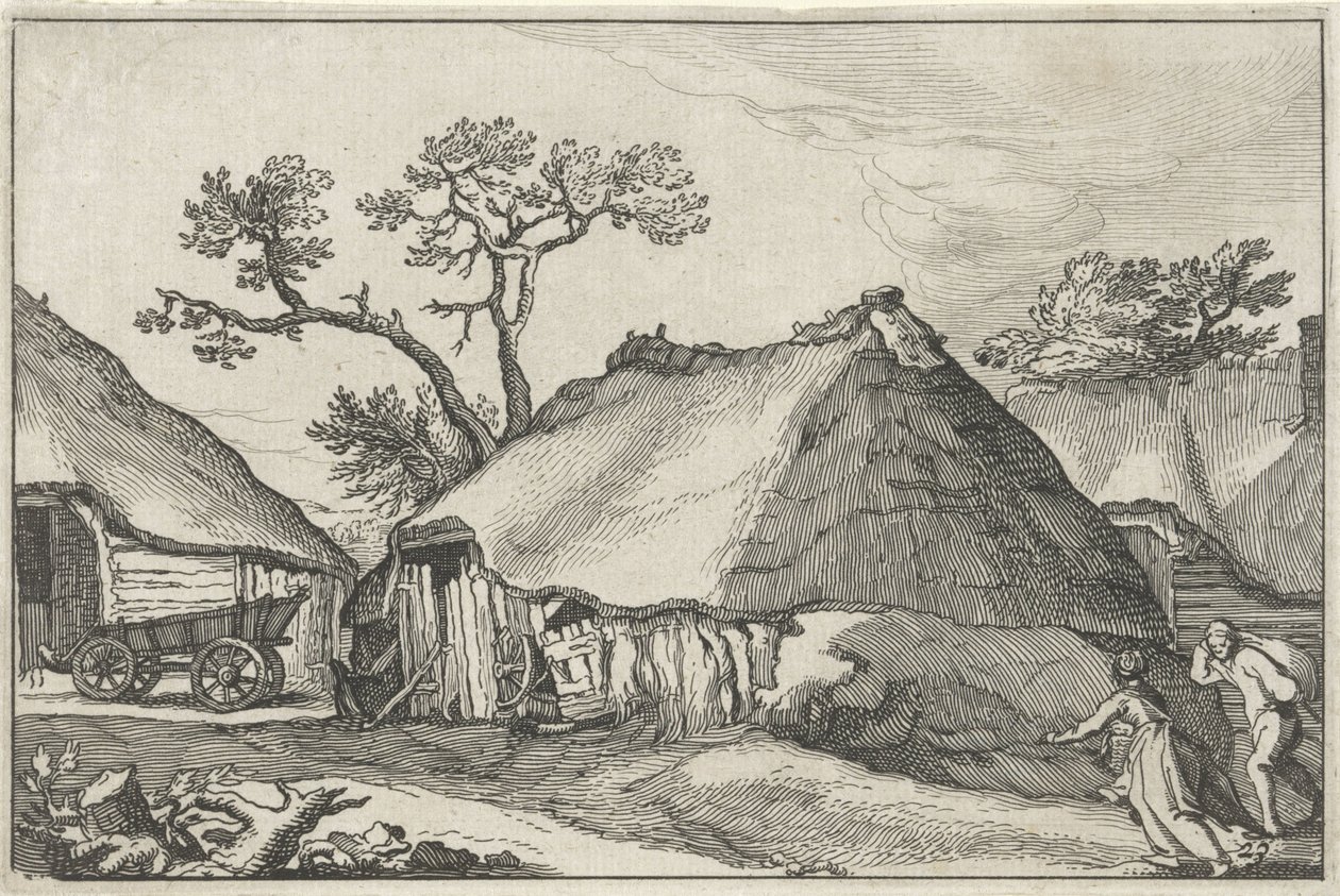 Gård og en vogn i en gård Landskaber med gårde (serietitel) af Claes Jansz. Visscher (II)