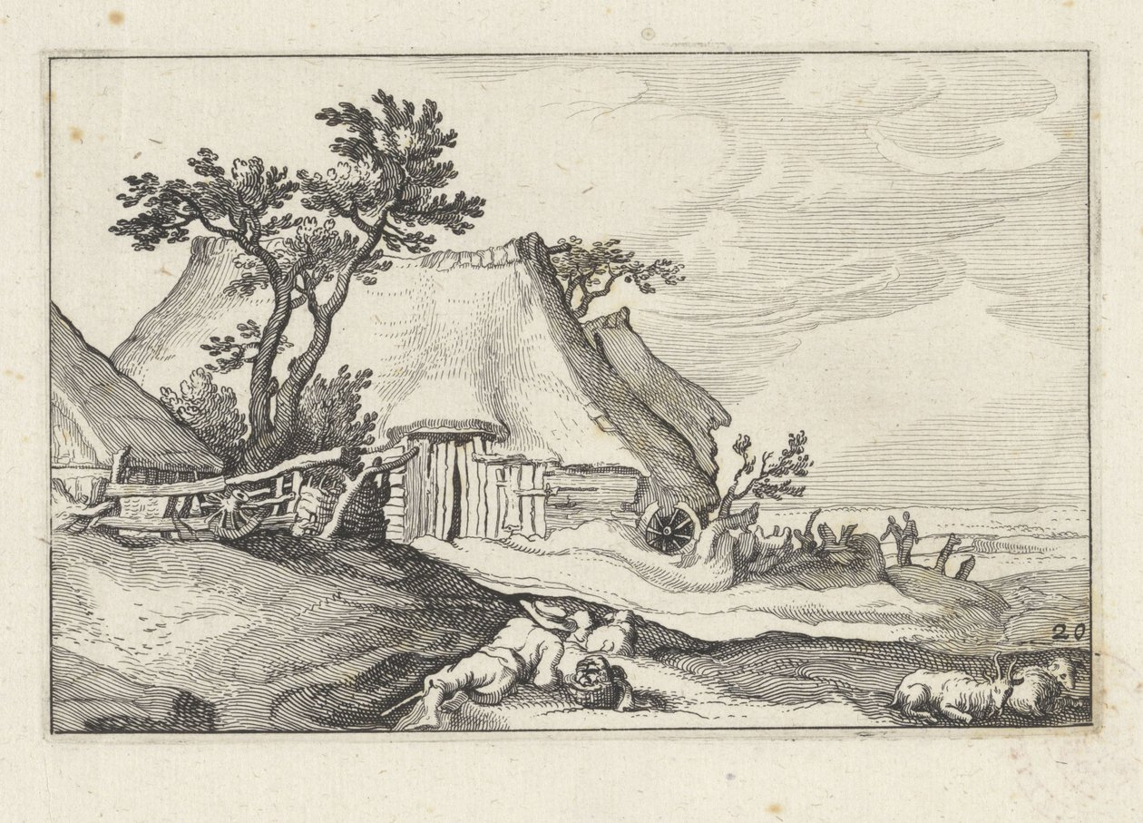 Gård og hyrde med får og ged Landskaber med gårde (serietitel) af Claes Jansz. Visscher (II)