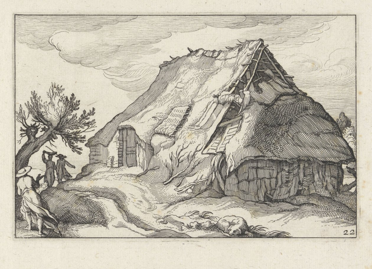 Gård med kollapset stråtag Landskaber med gårde (serietitel) af Claes Jansz. Visscher (II)