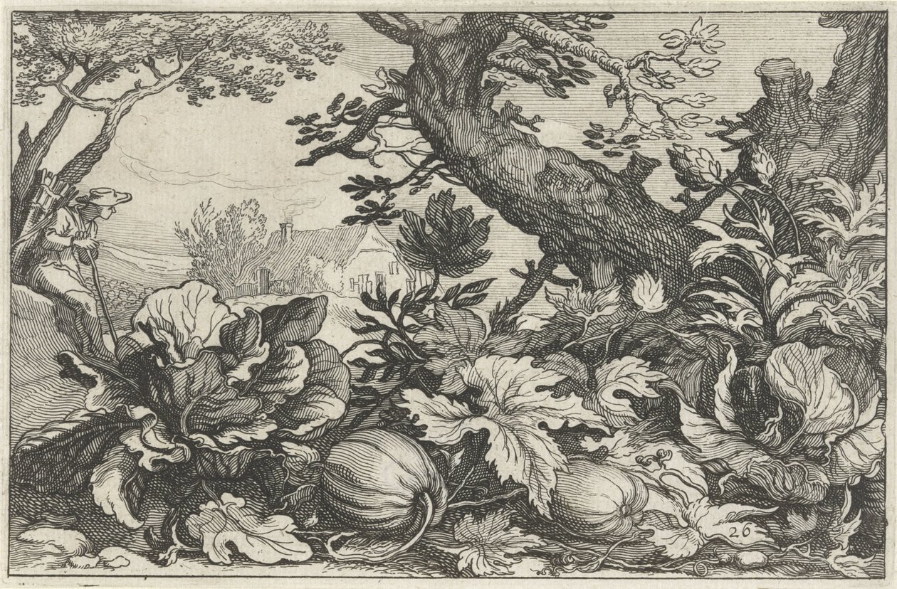 Landskab med græskar og kul Landskaber med gårde (serietitel) af Claes Jansz. Visscher (II)